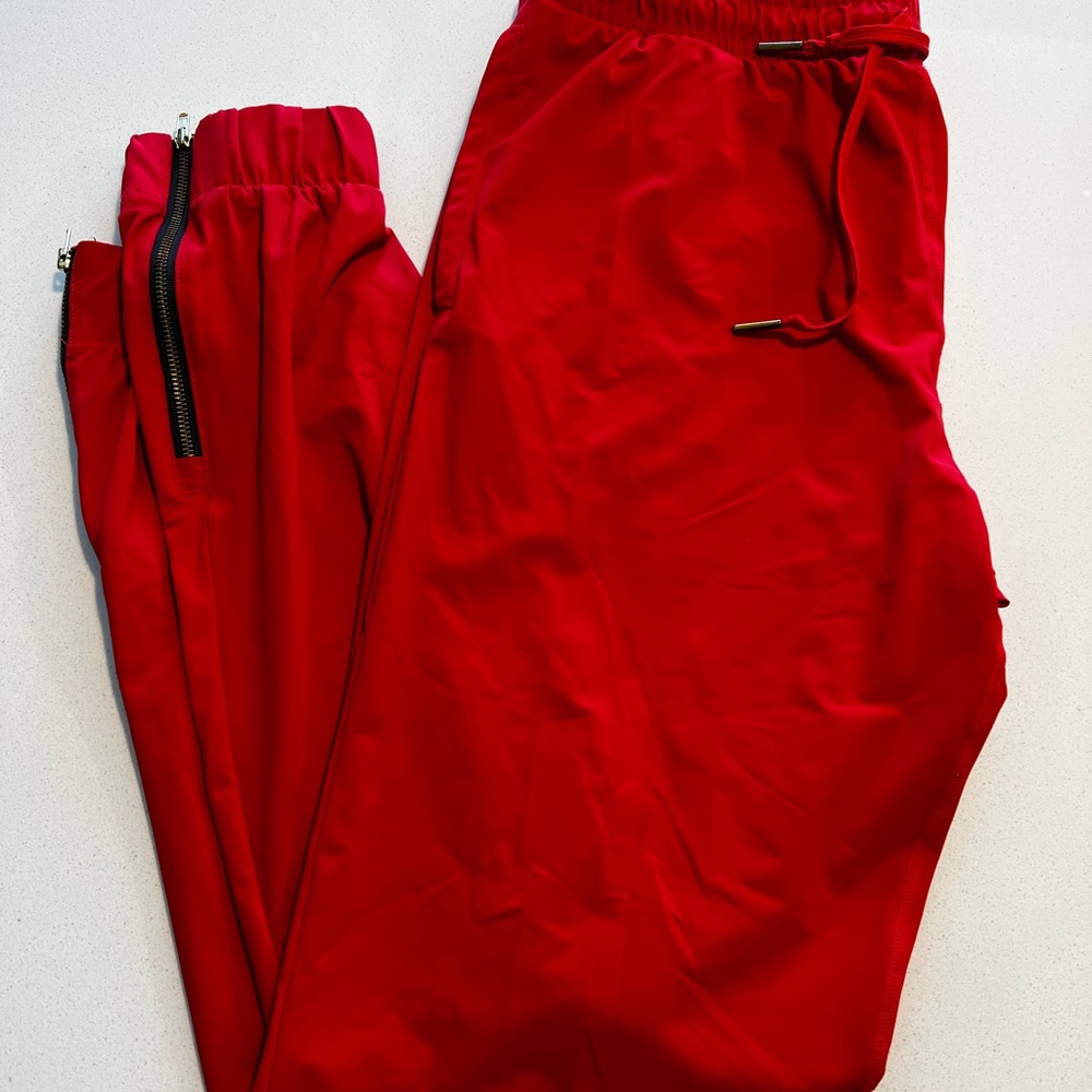 ZYIA red Everywhere Zipper Ankle Athletic Joggers - Women’s Medium